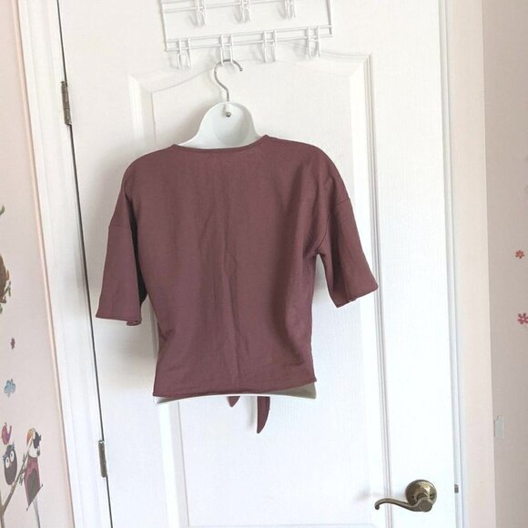MOD REF Tie Front Button Down Crop Top mauve earthy tone Small @F1 - Picture 7 of 10